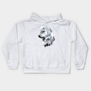 Dramabite Double exposure wolf surreal wildlife animal Kids Hoodie